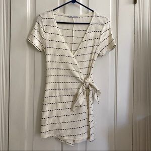 Zara Tie-Front Romper with Black Stitching